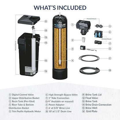 Aquasure Harmony Series 32,000 Grains Whole House Water Softener with High Performance Automatic Digital Metered Control Head | Reduces Hardness and Improves Water Quality | for 1-2 bathrooms