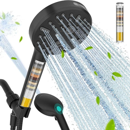 Cobbe Filtered Shower Head with Handheld, High Pressure 9 Spray Mode Showerhead with Filters, detachable shower head, Water Softener for Hard Water Remove Chlorine and Harmful Substance,Matte Black