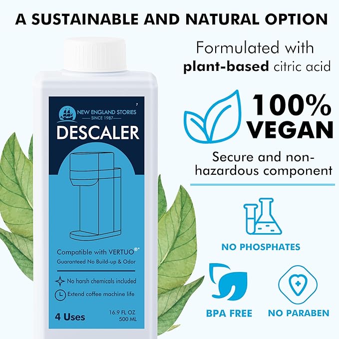 Nespresso Compatible Descaling Solution, 2 Years 8 Total Uses Descaling Kit. Effectively Remove Limescale & Mineral Build-Up. Restore Your Machine's Performance and Extend Lifespan for Perfect Coffee