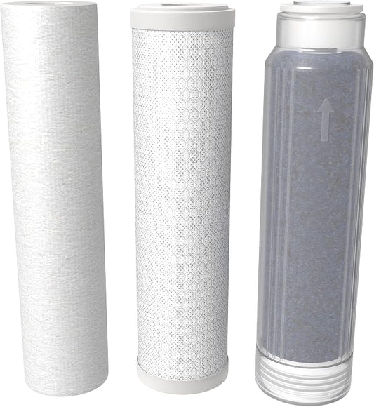Aquatic Life 10-Inch Sediment, Carbon Block and Mixed-Bed Color Changing Deionization Resin Filters, RODI Reverse Osmosis Deionization Water Filter Replacement Cartridges Kit