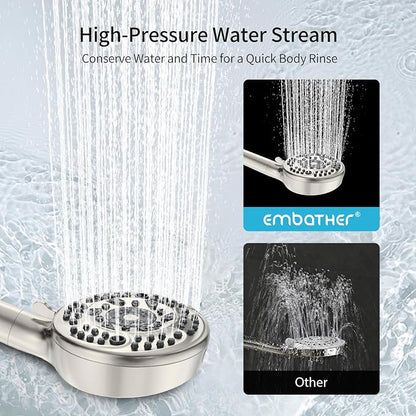 Filtered Shower Head with Handheld, 9 Spray Mode High Pressure Shower Head with 4 Filters, Hard Water Filter Showerhead - Remove Chlorine, Brushed Nickel