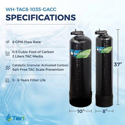 Tier1 Salt-Free Descaler & Chloramine Filter | 3-in-1 TAC Conditioner | 300,000 Gallon Capacity | Catalytic Chloramine Reduction & Sediment Pre-Filter System | Scale Prevention Softener Alternative