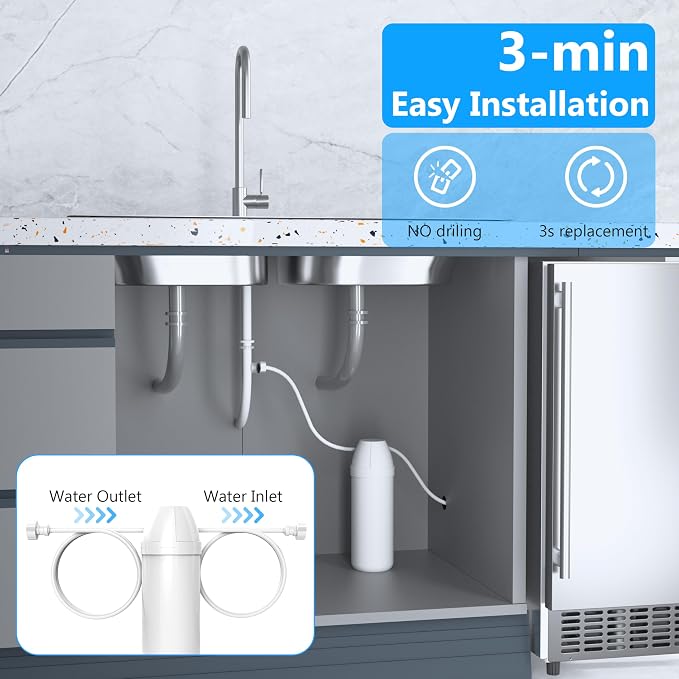 Coolake Ice Maker Water Filter System, 8000 Gallons, Reduces Sediment, Microplastics, Chlorine and Odor, Inhibits Scale, Replacement for K450, K350, IM180S, IM280S