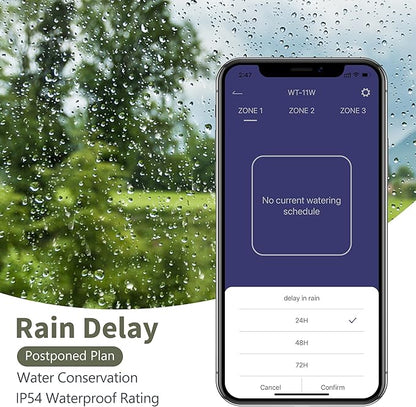 Diivoo WiFi Sprinkler Timer 3 Zone, Smart Water Hose Timer Compatible with Alexa and Google, Remote Control Irrigation, Automatic Manual Watering, Rain Delay, for Garden, Yards and Lawns (2.4Ghz Only)