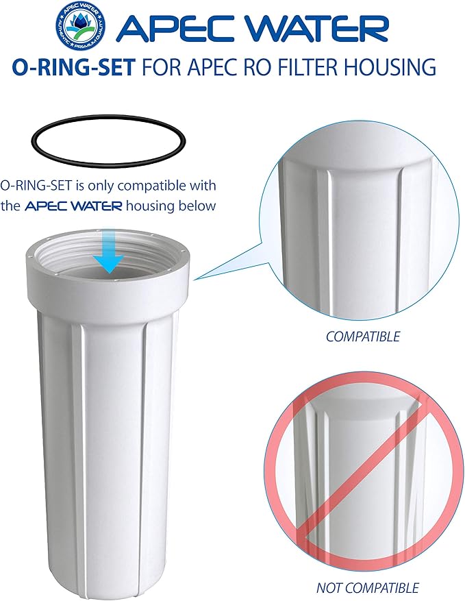 APEC Water Systems Set 3 Pcs 3.5" O.D. Replacement ORing for Reverse Osmosis Water Filter Housings with Lubricant