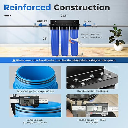 iSpring SGS-Tested Lead Removal Whole House Water Filter System, Reduces Sediments, Chlorine, and up to 99% Lead, Model: WGB32B-CPB