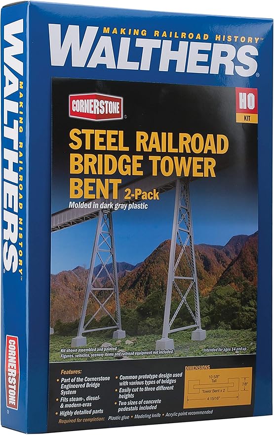 Walthers Cornerstone Steel Railroad Bridge Tower Bent 2 Pack - Kit Train Collectable Train