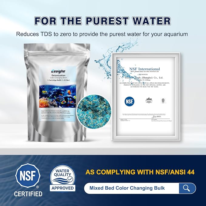 Mixed Bed Deionization Color Changing DI Resin Filter Cartridge Refill, Reduces Total Dissolved Solids to Zero, Ensures Superior Water Quality(2 Pcs)