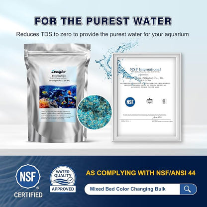 Mixed Bed Deionization Color Changing DI Resin Filter Cartridge Refill, Reduces Total Dissolved Solids to Zero, Ensures Superior Water Quality(2 Pcs)