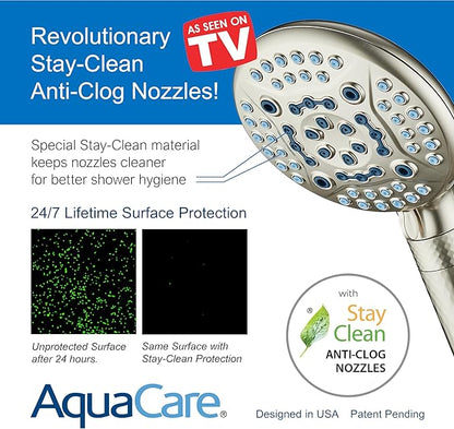 AquaCare 4X High Pressure 10-mode Filter Handheld Shower Head with Dual Power Wash - Clean Tub, Tile & Pets, Remove Chlorine, Metals & Toxins from Water to Protect Skin, Hair & Nails. Nickel Finish