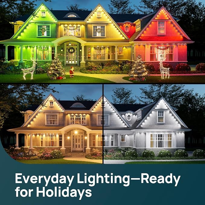 Linkind Permanent Outdoor Lights HP5, 100ft Smart AI RGBTW LED Outdoor Lights for Eave, 85 Scenes Modes, IP67 Waterproof, Works with Alexa,Google Assistant