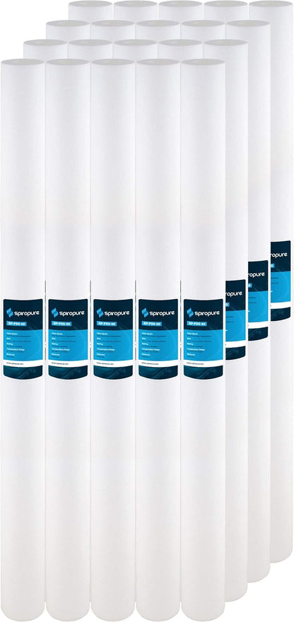 SpiroPure SP-P50-40 40x2.5 50 Micron Spun Melt-Blown Polypropylene Sediment Water Filter Cartridge SDC-25-4050 (Case of 20)