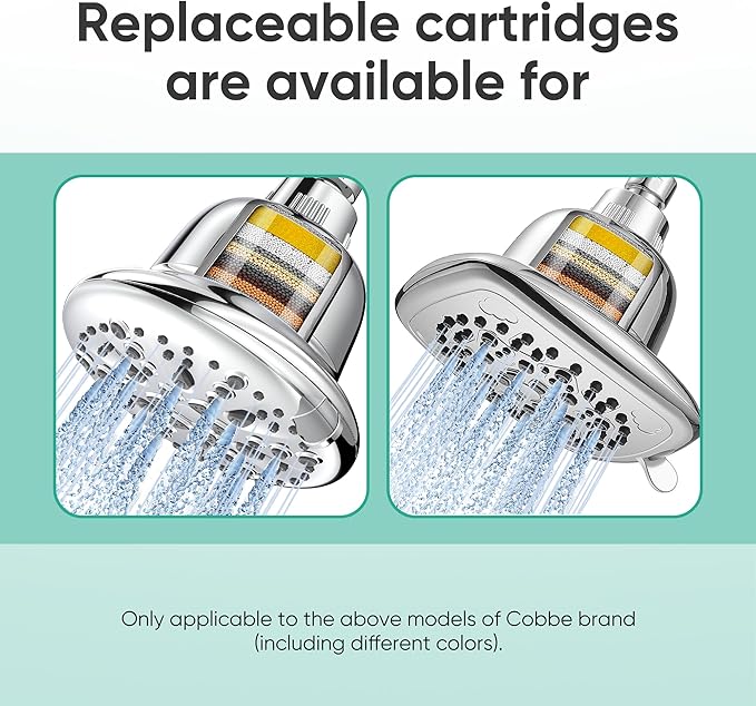 Cobbe 2 Pack Replacement Filters for Fixed Showerheads - Water Softener Filters Beads for Hard Water - Remove Chlorine - Reduces Dry Itchy Skin