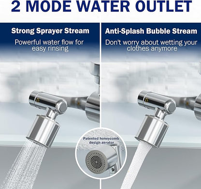 Frizzlife Water Filter for Sink Faucet Extender Aerator, 9pcs Filter Reduce 99% Chlorine, 1080° Rotating Brass Swivel Aerator, 2 Modes Attachment Faucet Filter for Skin Kitchen Bathroom Sink, FF1080