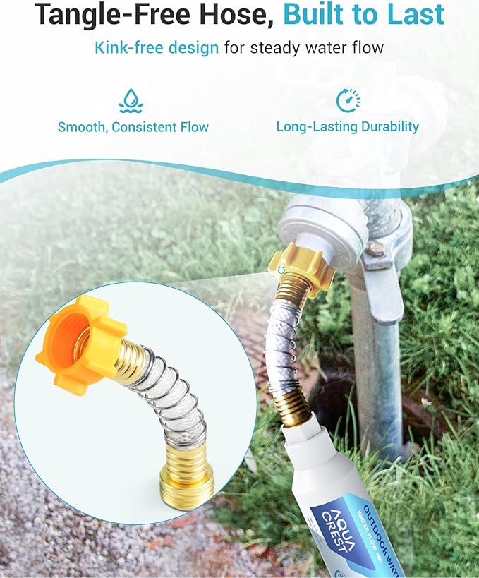 AQUA CREST Inline Water Filter, Dedicated for Car Washing, Window & Yard Cleaning, Effectively Reduce Hard Water Spots, Soften Water, Upgraded Formula, 6 Pack with 2 Hose Protector