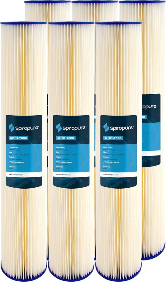 SpiroPure 20x4.5 20 Micron Sediment Water Filter S1-20BB 155305-43 (6 Pack)