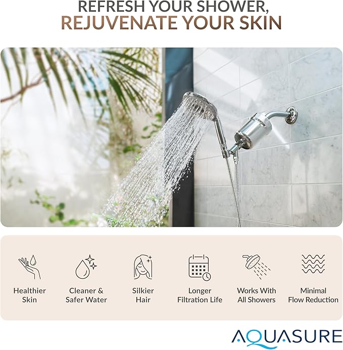 Aquasure 10,000 Gallons High Capacity Shower Filter For Healthier Hair, Skin & Nails | Improves Dry Itchy Skin, Reduce Dandruff, Eczema, Protect Colored Hair (Oil Rub Bronze)