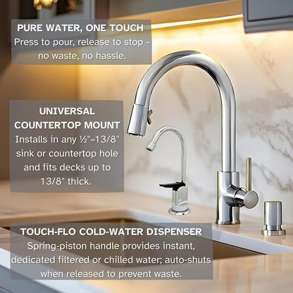 Westbrass R203-NL-05 Touch-Flo Style 6 in. Pure Water Dispenser, Polished Nickel