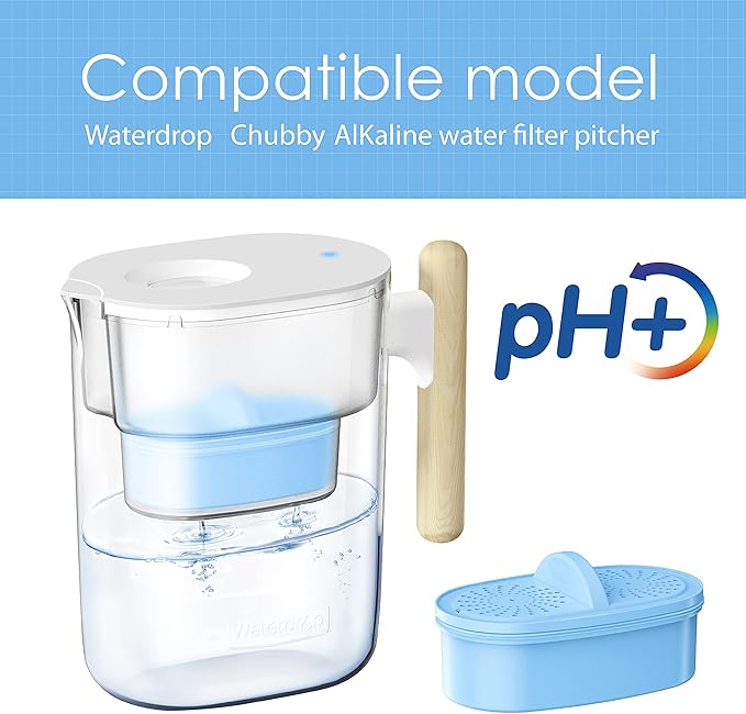 [Original] Waterdrop PF-AL Alkaline Water Filter Replacement for Waterdrop Pitcher Filtration System, Improved Coffee Taste, Last Up to 100 Gallons, 3 Pack