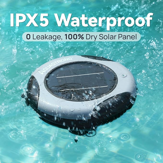 AQUASTRONG Solar Powered Pool Maintenance System with 19.9 oz Copper Anode, High-Efficiency Solar Panel for Above & Inground Swimming Pools up to 50,000 Gal, Compatible with All Pool Types