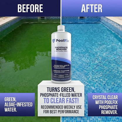 Phosphate Remover – 1 Quart Reduces Phosphates for Cleaner, Clearer Water & Improved Pool Clarity | Professional Grade - 32 oz Bottle