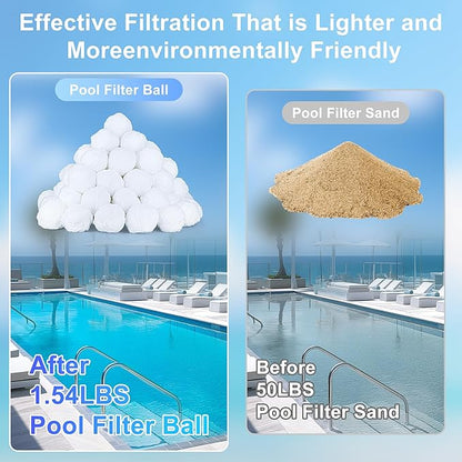 Pool Filter Balls 1.54lb – Eco-Friendly Filter Media for Sand Filters, High-Efficiency Replacement for Traditional Pool Sand, Compatible with Pools and Sand Pumps