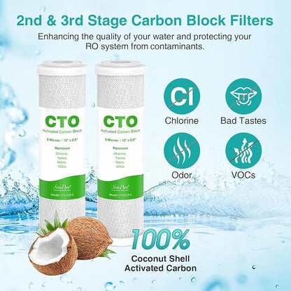 SimPure 1-3 Stage Reverse Osmosis Water Filter Replacement Set, Compatible with APEC Essence & Ultimate Series, Pre-Filter for ROES-50, ROES-PH75, RO-90, RO-PERM & Most 10" Water Filter Systems