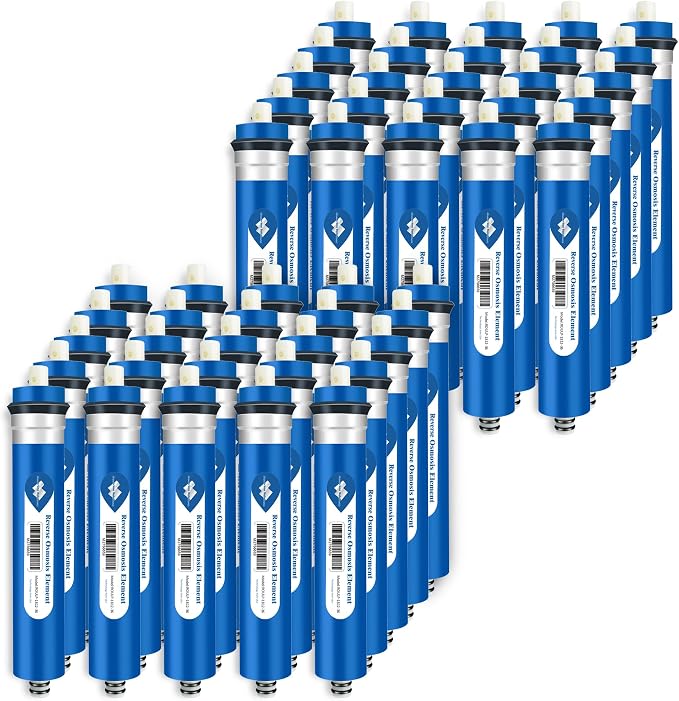 Membrane Solutions 36 GPD Reverse Osmosis Membrane, 11.75 inch x 1.75 inch RO Membrane Replacement for Under Sink Home Drinking RO Water Purifier System (50-Pack)