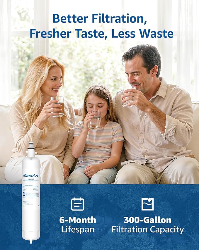 Maxblue Replacement for GE® RPWFE®, RPWF (with CHIP) Refrigerator Water Filter, Compatible with WSG-4, WF277, GFE28GMKES, PFE28KBLTS, GFD28GSLSS, PWE23KSKSS, GYE22HMKES, DFE28JSKSS, 4 Filters
