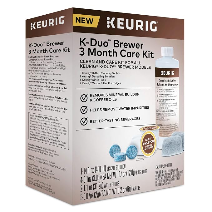 Keurig K-Duo Brewer Maintenance Kit + Descaling Solution and Rinse Pods