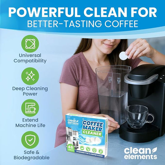 Coffee Maker Cleaner & Descaler Tablets for Pot & Machine, 48 Ct