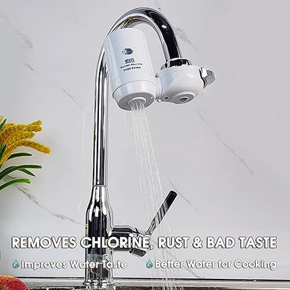 Faucet Mount Water Filtration System, BPA-Free Faucet Water Purifier for Sink, Filter Replaces 400 Gallon Water, Lasts Six Months, Includes 1 System/1 Filter, White