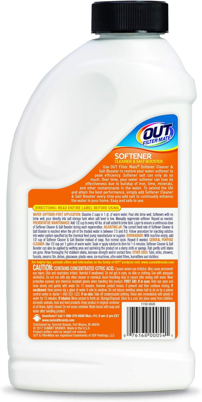 Out Filter Mate Water Softener Cleaner and Salt Booster Powder, 24 oz Bottle 4-Pack