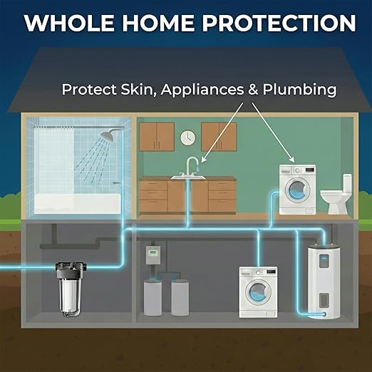 20" x 4.5" Whole House Water Filter Housing – 1" NPT Stainless Steel Ports, Heavy Duty Clear Filter Sump – Double O-Ring Leak-Proof with Pressure Release Valve – Fits All 20x4.5 Filters