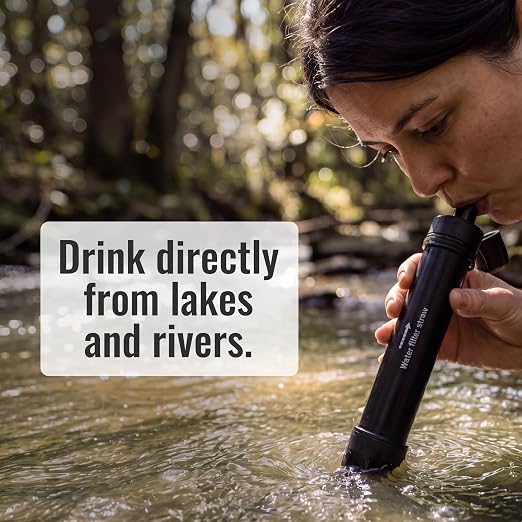 WRELS Water Filter Straw,NSF & SGS Certified Personal Portable Filter for Camping Hiking Survival,Outdoor Water Filter with Carabiner & Extension Tube – Emergency Water Filtration System