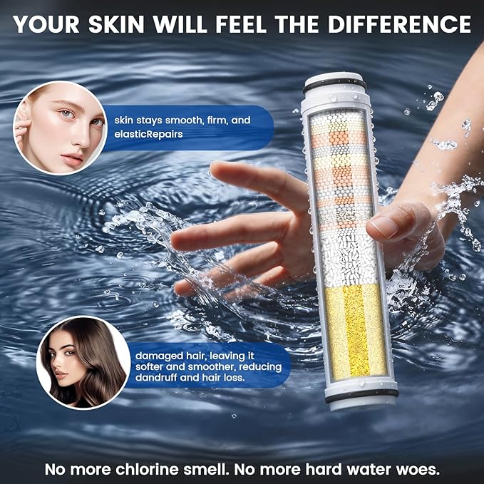 6 Pack Shower Filter Compatible with FEELSO Shower Head Filter Replacement,15 Stage Filter Replacement Cartridge,Remove Chlorine and Harmful Substances，Reduces Dry Itchy Skin and Hair