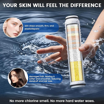 6 Pack Shower Filter Compatible with FEELSO Shower Head Filter Replacement,15 Stage Filter Replacement Cartridge,Remove Chlorine and Harmful Substances，Reduces Dry Itchy Skin and Hair