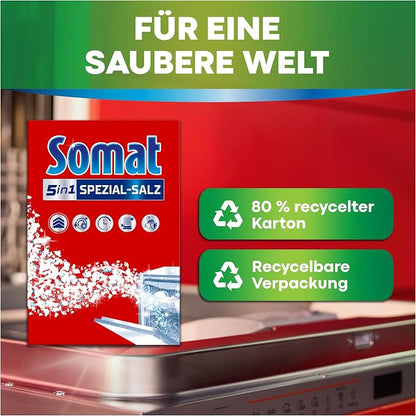 SOMAT Special Salt (1.2 kg), Dishwasher Salt for Stronger Dishwashing Performance, Water Softener for Dishwasher Works Against Limescale for Shiny Results and Longer Life