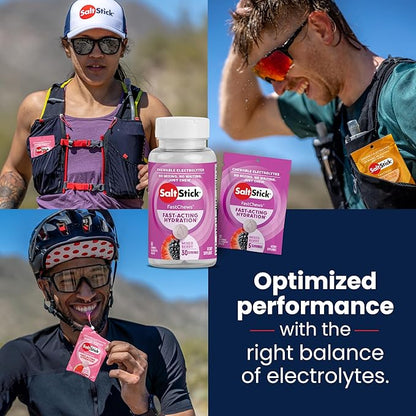 SaltStick Electrolyte FastChews - 120 Mixed Berry Resealable Chewable Electrolyte Tablets for Hydration, Salt Tablets for Running - 120 Tablets