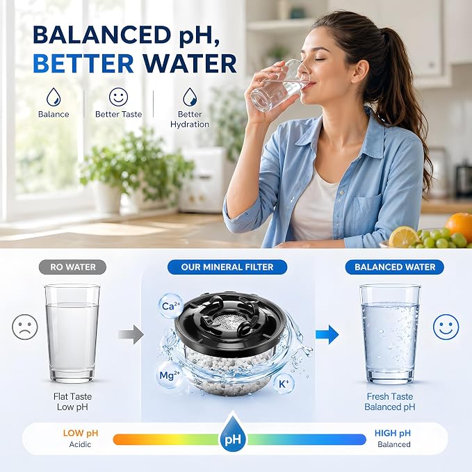 2 Pack Remineralization Water Filters Replacement, Compatible with Bluevua RO100ROPOT and RO100ROPOT(UV) Systems, Alkaline for Reverse Osmosis Filter, Remineralize and Increase pH