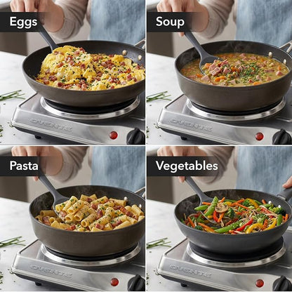 OVENTE Electric Cast Iron Double Burner, 1700W Hot Plate, Silver BGS102S | 7.25" & 6.10" Portable Countertop Cooktop, Stainless Steel, 5 Level Temperature Control, Indicator Light, Easy-to-Clean