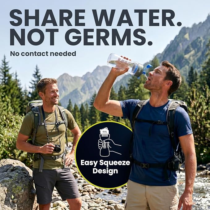 OKO H2O Purification Water Bottle with Advanced Filtration, Portable Water Filter Bottle for Travel, Hiking & On the Go, BPA-Free Reusable Bottle, Long Lasting 100 Gallon Filter, 22 Oz