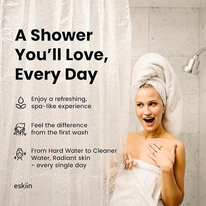Eskiin Filtered Showerhead - Best Shower Head With Filters For Healthy Hair & Skin - High Pressure Hard Water Softener - Reduce Dandruff, Protect Colored Hair, And Soothe Dry Skin (Brushed Nickel)