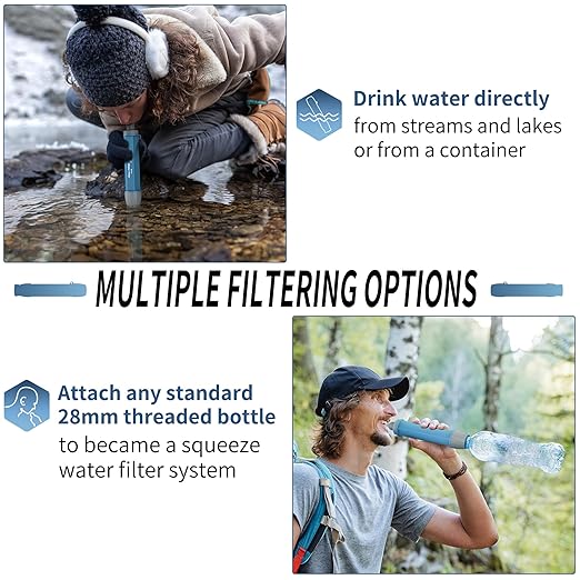 Yuclet YWF01 Personal Filter Straw for Drinking Survival, Portable Water Purifier Filtration System Survival Gear and Supplies for Camping, Hiking, Travel, and Emergency Preparedness, Pack of 1