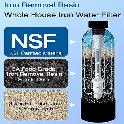 H&G Lifestyles Whole House Water Filter System, Iron and Manganese Water Filter for Well Water & City Water,Reduce Iron Heavy Metal, Silver-Enhanced, Soften Water, 700,000 Gallons