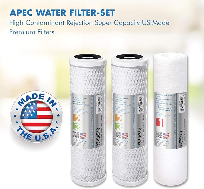 APEC FILTER-MAX90 US Made 90 GPD Complete Replacement Filter Set For ULTIMATE Series Reverse Osmosis Water Filter System (For Standard 1/4" Output System)