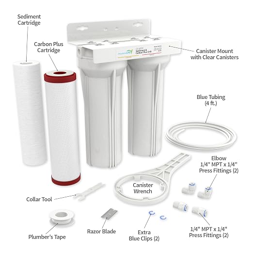 AquaticLife 2-Stage Sediment and Carbon Plus Water Filter System | Captures sediment and reduces chlorine and chloramine for freshwater aquarium water or pretreatment before RO/DI systems