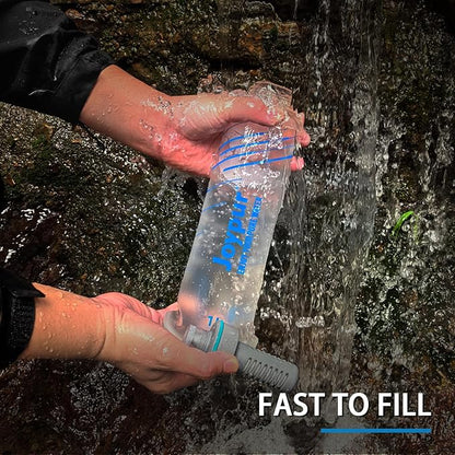 Water Filter Survival - Collapsible Water Bottle with Filter 0.01 Micron Squeeze Filtered Water Bottle 32oz for Hiking Backpacking Camping BPA-Free(White 1000ml)