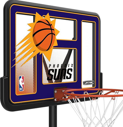 Lifetime NBA Phoenix Suns Portable Basketball Hoop, Adjustable Height 7.5-10 Ft, 44 Inch Shatterproof Fusion Backboard, Base with Wheels