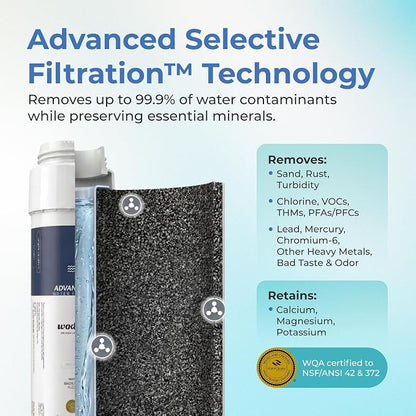 WD-G4-L Replacement Cartridge, Advanced Selective Filtration, US Made | Fits WD-G4-DC & JG, 2nd Stage in All Dual-Stage Systems, WQA Certified, Tool-Free Auto Shut-Off Swap, 1-Yr Rated Warranty